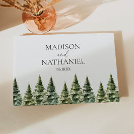 Minimalistische Winter Snowy Pine Tree Forest Wedd Gastenboek