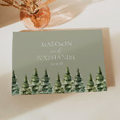 Minimalistische Winter Snowy Pine Tree Forest Wedd Gastenboek
