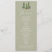 Minimalistische Winter Snowy Pine Tree Forest Wedd Menu (Voorkant)