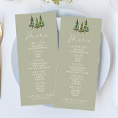 Minimalistische Winter Snowy Pine Tree Forest Wedd Menu