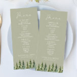 Minimalistische Winter Snowy Pine Tree Forest Wedd Menu<br><div class="desc">Dit is een minimalistisch winter besneeuwde dennenboom bos bruiloft menu.</div>