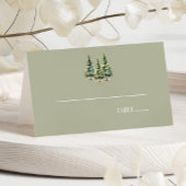 Minimalistische Winter Snowy Pine Tree Forest Wedd Plaatskaartje