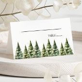 Minimalistische Winter Snowy Pine Tree Forest Wedd Plaatskaartje
