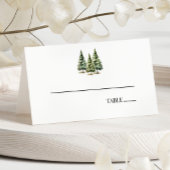 Minimalistische Winter Snowy Pine Tree Forest Wedd Plaatskaartje