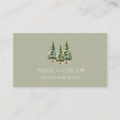 Minimalistische Winter Snowy Pine Tree Forest Wedd Plaatskaartje (Achterkant)
