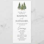 Minimalistische Winter Snowy Pine Tree Forest Wedd Programmakaart (Voorkant)