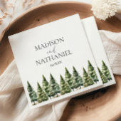 Minimalistische Winter Snowy Pine Tree Forest Wedd Servet