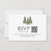 Minimalistische Winter Snowy Pine Trees QR Code We RSVP Kaartje (Voorkant)