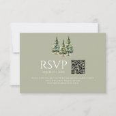 Minimalistische Winter Snowy Pine Trees QR Code We RSVP Kaartje (Voorkant)