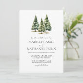 Minimalistische Winter Snowy Pine Trees Wedding Kaart (Staand voorkant)