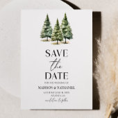 Minimalistische Winter Snowy Pine Trees Wedding Save The Date