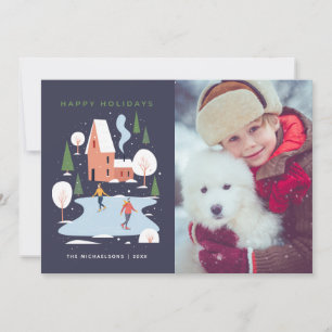 Minimalistische winter vakantiescène feestdagenkaart