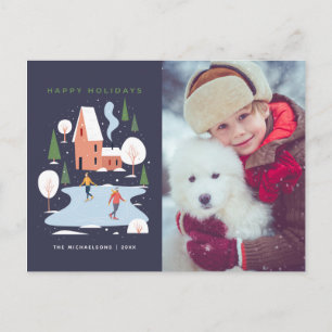 Minimalistische winter vakantiescène feestdagenkaart