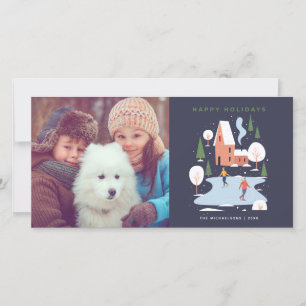 Minimalistische winter vakantiescène feestdagenkaart