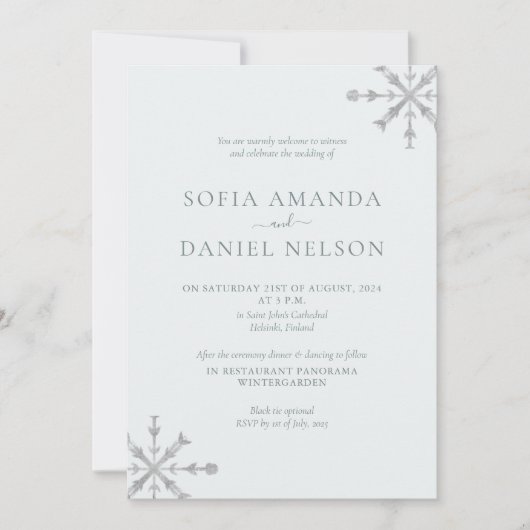 Minimalistische Winter Wedding Kaart (Voorkant)