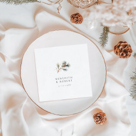 Minimalistische Winter Wedding Pine Branch & Cone Servet