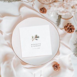 Minimalistische Winter Wedding Pine Branch & Cone Servet