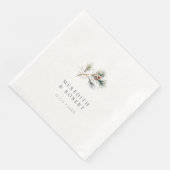 Minimalistische Winter Wedding Pine Branch & Cone Servet (Hoek)
