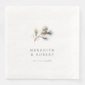 Minimalistische Winter Wedding Pine Branch & Cone Servet (Voorkant)