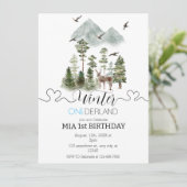 Minimalistische Winter Wonderland Jongen 1e Verjaa Kaart (Staand voorkant)