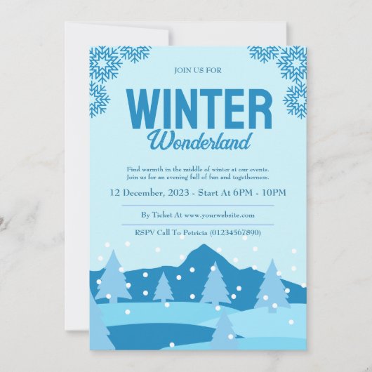 Minimalistische Winter Wonderland Party Kaart (Voorkant)