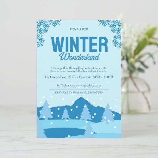 Minimalistische Winter Wonderland Party Kaart (Staand voorkant)