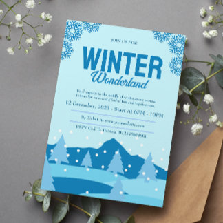 Minimalistische Winter Wonderland Party Kaart