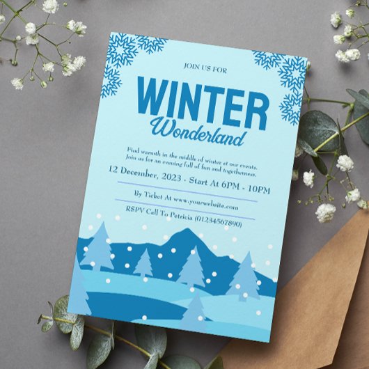 Minimalistische Winter Wonderland Party Kaart