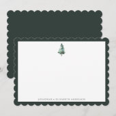 Minimalistische Winterdennenboom Notitiekaart met  (Voorkant / Achterkant)