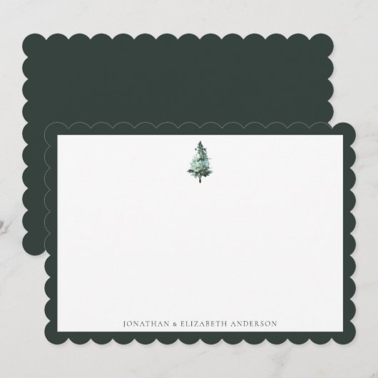 Minimalistische Winterdennenboom Notitiekaart met  (Voorkant / Achterkant)