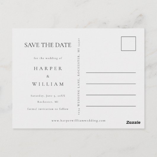 Minimalistische winterfoto's slaan de datum op briefkaart (Achterkant)