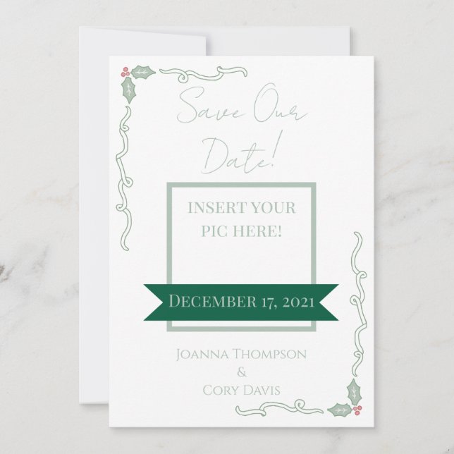 Minimalistische winterthema save-the-dates (Voorkant)