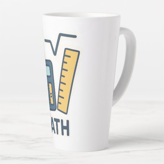 Minimalistische Wiskunde Onderwerp – Rekenmachine, Latte Mok (Rechterhoek)