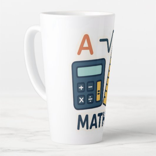 Minimalistische Wiskunde Onderwerp – Rekenmachine, Latte Mok (Linkerhoek)