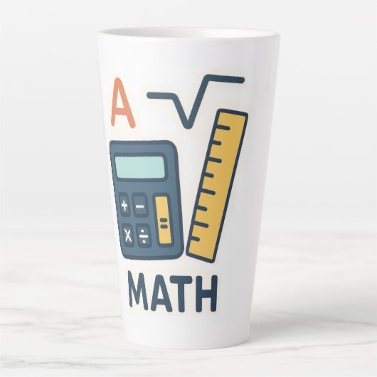 Minimalistische Wiskunde Onderwerp – Rekenmachine, Latte Mok (Voorkant)