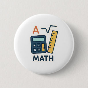 Minimalistische Wiskunde Onderwerp - Rekenmachine, Ronde Button 5,7 Cm
