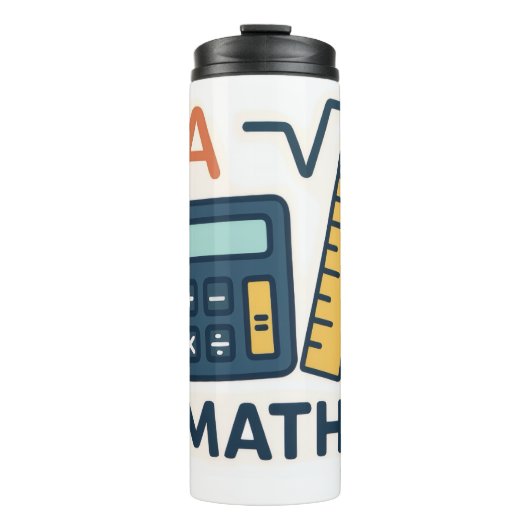 Minimalistische Wiskunde Onderwerp - Rekenmachine, Thermosbeker (Voorkant)