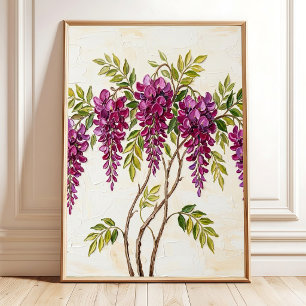 Minimalistische Wisteria Canvas Kunst, Klaar om op Poster