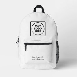 Minimalistische Wit | Aangepast Zakelijk Logo Ontw Bedrukte Rugzak