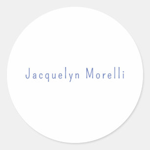 Minimalistische Wit Blauw Plain Elegante Moderne N Ronde Sticker
