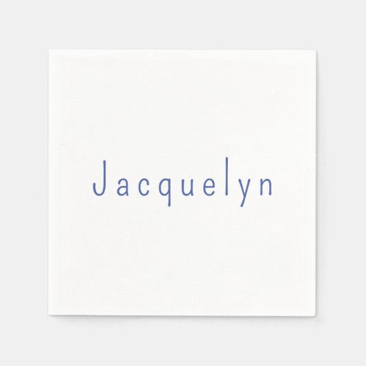 Minimalistische Wit Blauw Plain Elegante Moderne N Servet (Voorkant)