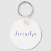 Minimalistische Wit Blauw Plain Elegante Moderne N Sleutelhanger (Voorkant)