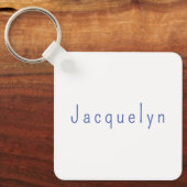 Minimalistische Wit Blauw Plain Elegante Moderne N Sleutelhanger (Voorkant)