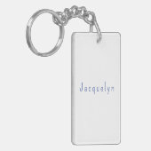 Minimalistische Wit Blauw Plain Elegante Moderne N Sleutelhanger (Voorkant Links)