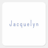 Minimalistische Wit Blauw Plain Elegante Moderne N Vierkante Sticker (Voorkant)