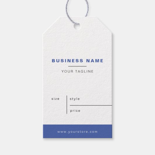 Minimalistische Wit Blauw Zakelijke Prijs Hang Lab Cadeaulabel (Voorkant)