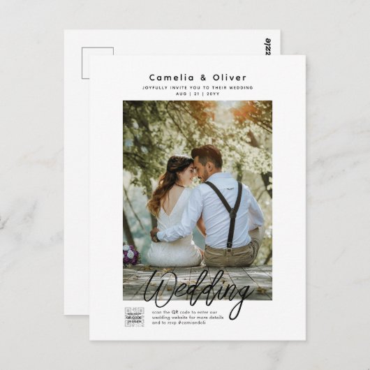 MINIMALISTISCHE WIT- EN Zwarte-BondSWERKCODE IN Briefkaart (Voorkant / Achterkant)