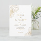 Minimalistische wit gouden geometrische bruiloft kaart (Staand voorkant)