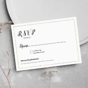 Minimalistische wit-gouden kalligrafie RSVP Kaart