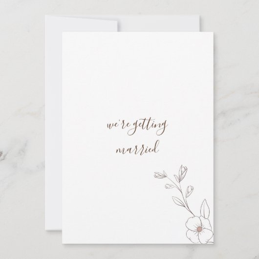 Minimalistische wit roze bruine bloemen schets bru kaart (Achterkant)